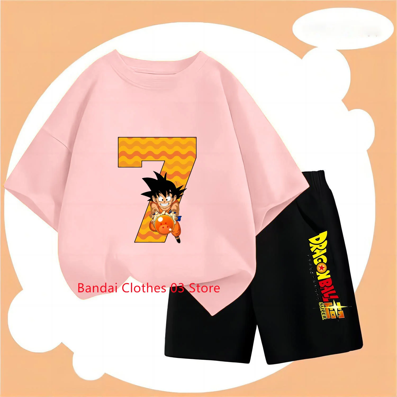 Camiseta y pantalones de Dragon Ball para niños de 4 a 7 años, trajes harajuku para bebés, conjuntos de 2 piezas de manga corta de Goku, ropa de verano