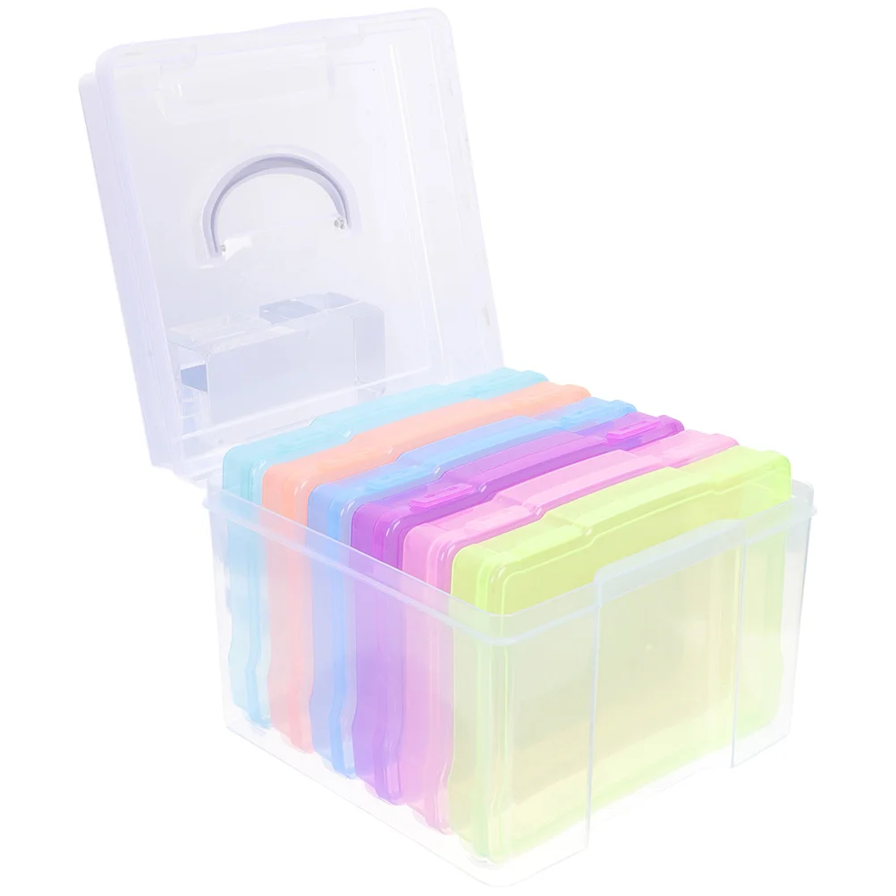 

Photo Storage Box Small Objects Organizer Greeting Card Plastic Boxes Part Stamp Container Photos Containers