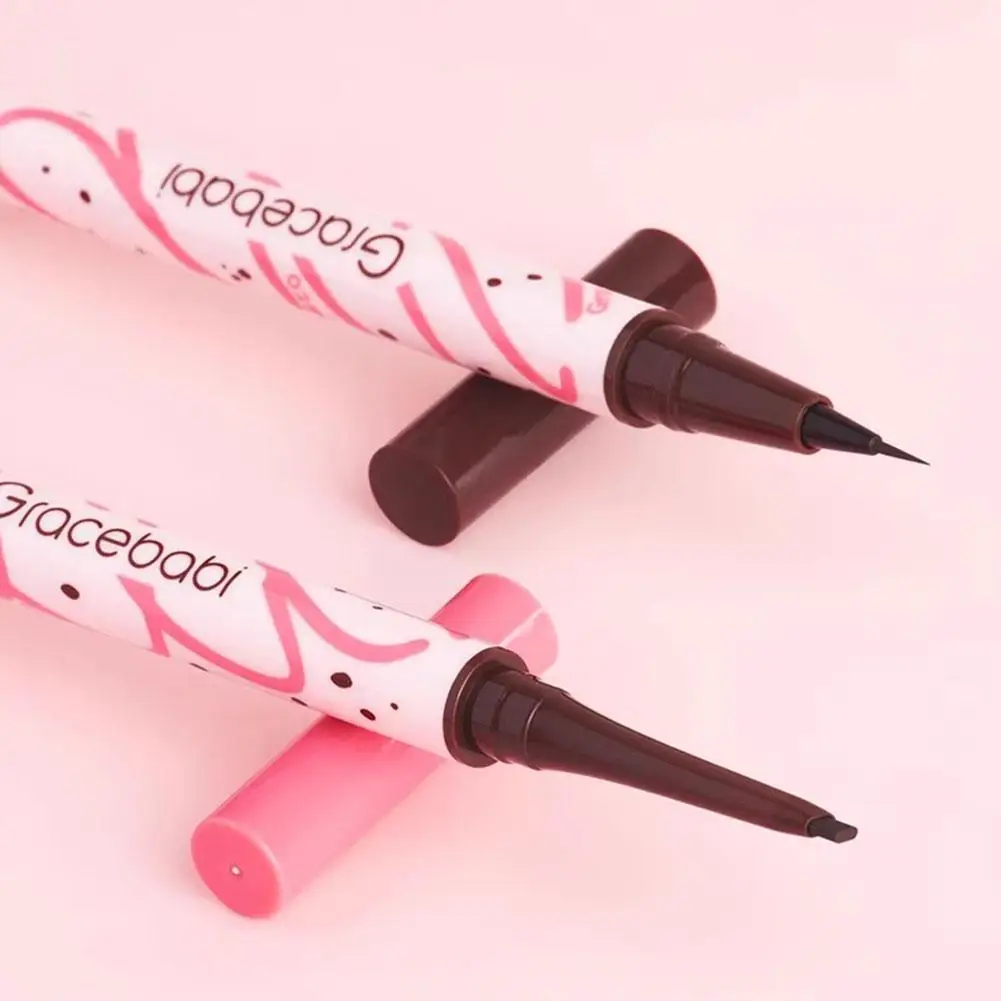 Eyeliner mit zwei Wirkungen, langlebig, kein leichtes Verschmieren, 2-in-1, innovatives, doppelköpfiges Design, Klebestift, flüssiger Stift, schwarzbraunes Augen-Make-up