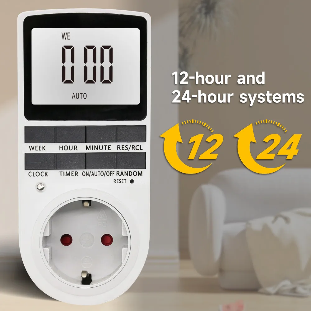 Cerhot EU Plug Timer switch Timer Socket Programmer 7 Day 12/24 Hours  Kitchen Digital Socket Programmable Digital Power Control