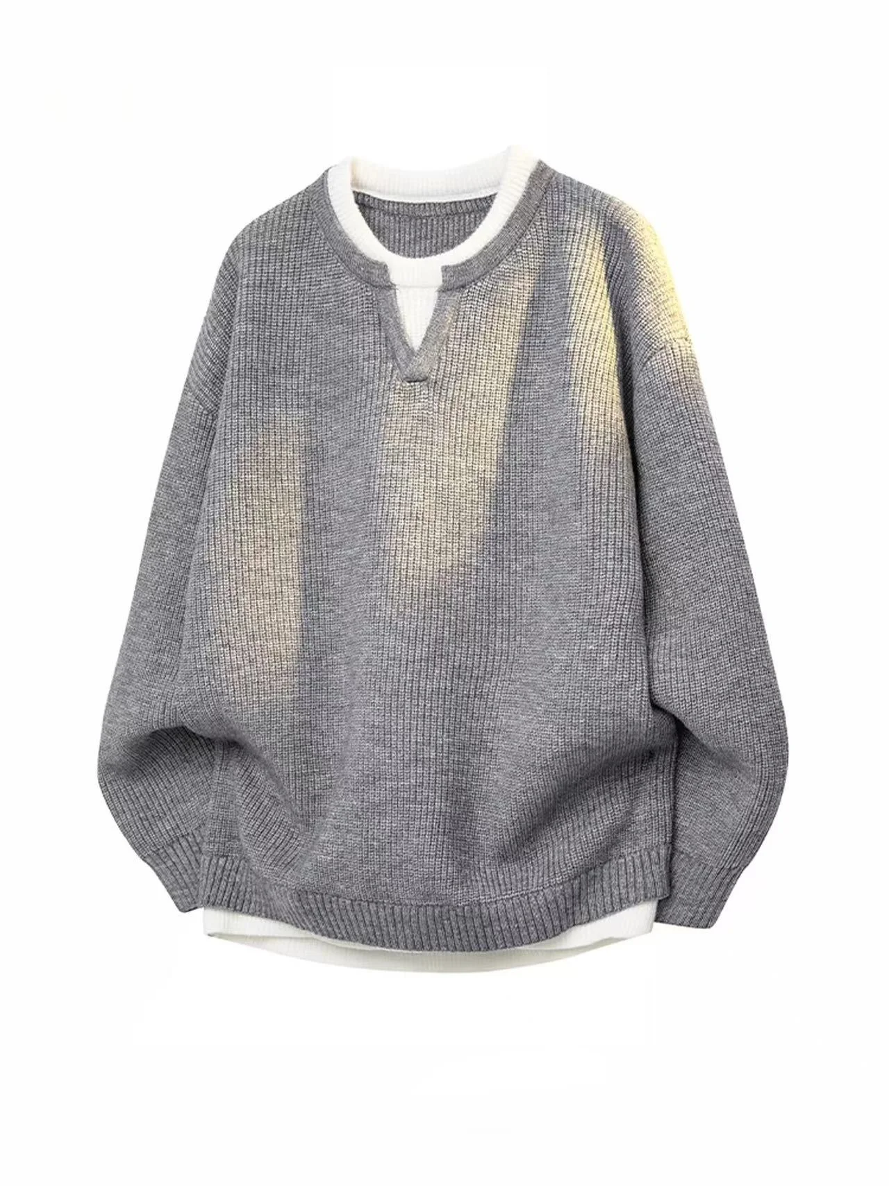 

ay Knitted Sweater ex Simple Sle Couple Outerwear Autumn New Arrival Polyester Fiber Medium Gauge Long Sve round Ne