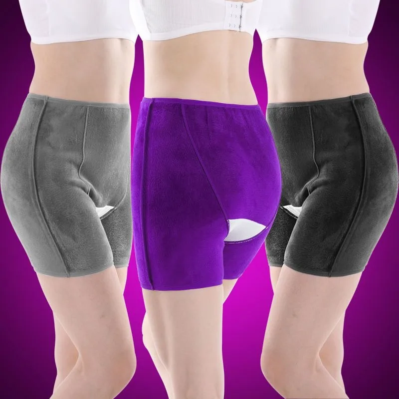 High Waist Thermal Shorts Thick Fleece Lined Extended Length Belly Protection Warm Plush Bottoms Winter Cold Resistant Underwear