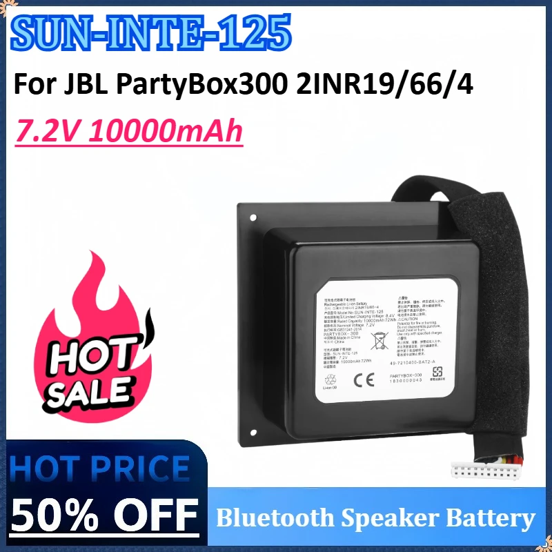 

New 7.2V 10000mAh SUN-INTE-125 2INR19/66/4 High Quality Bluetooth Speaker Battery for JBL PartyBox 300 Rechargeable Battery