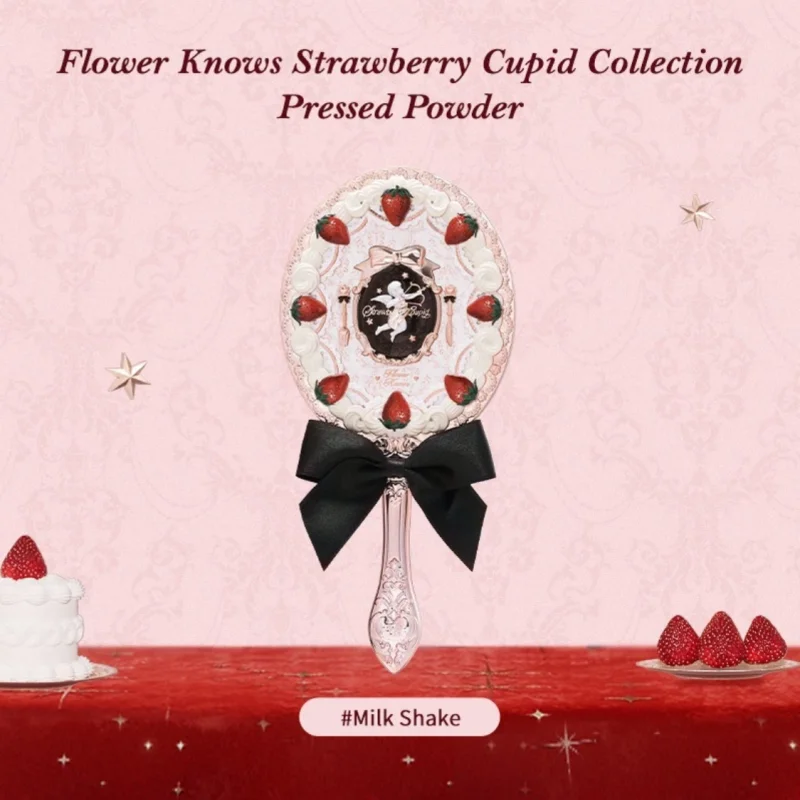 Flower Knows Strawberry Cupid Collection Hand Mirrors Cute Creamy Cake Makeup Mirrors
