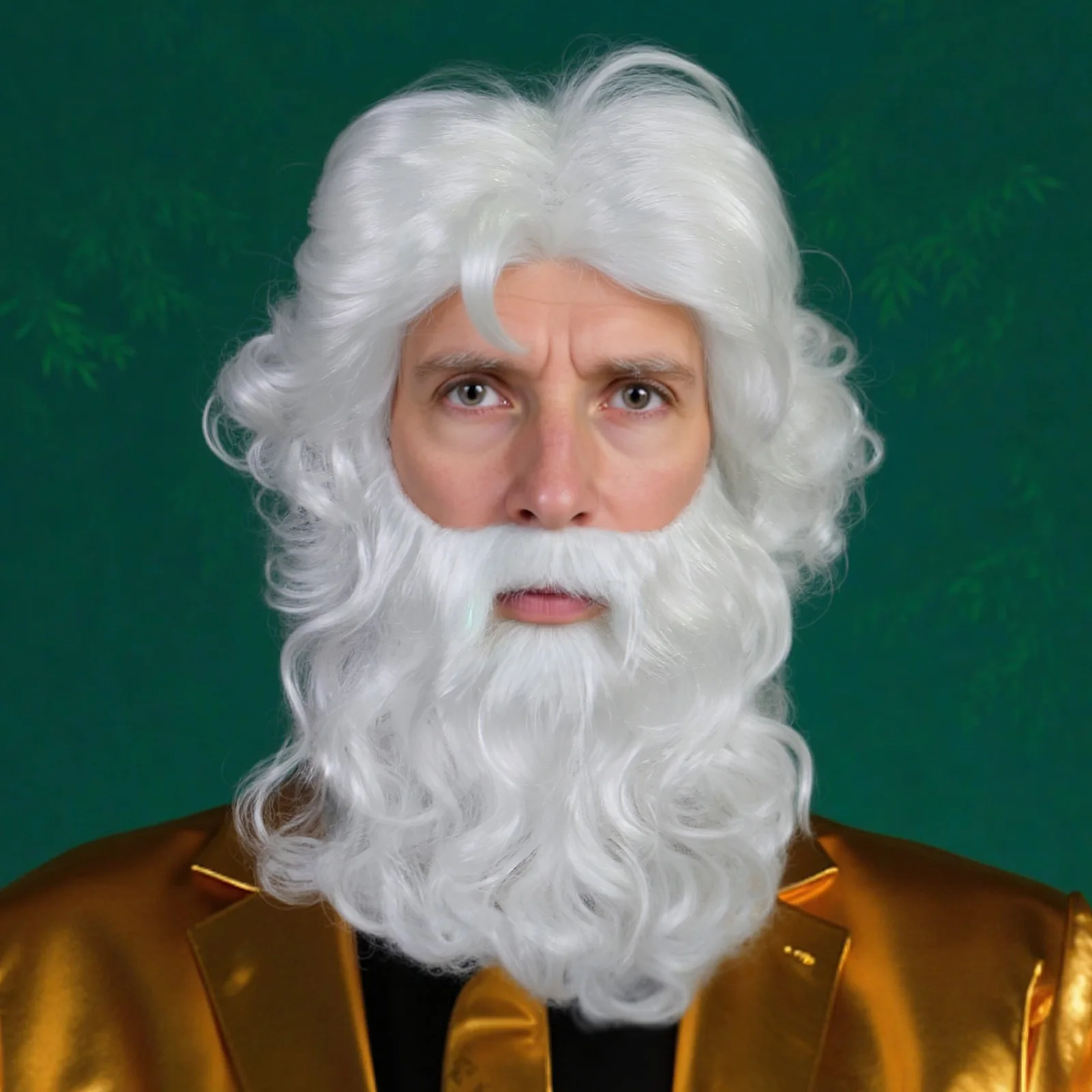 Santa Synthetic Gray,White, Beard and Wig Set Old Man Wig Santa White, Grey, for Men Women Carnival Christmas Party