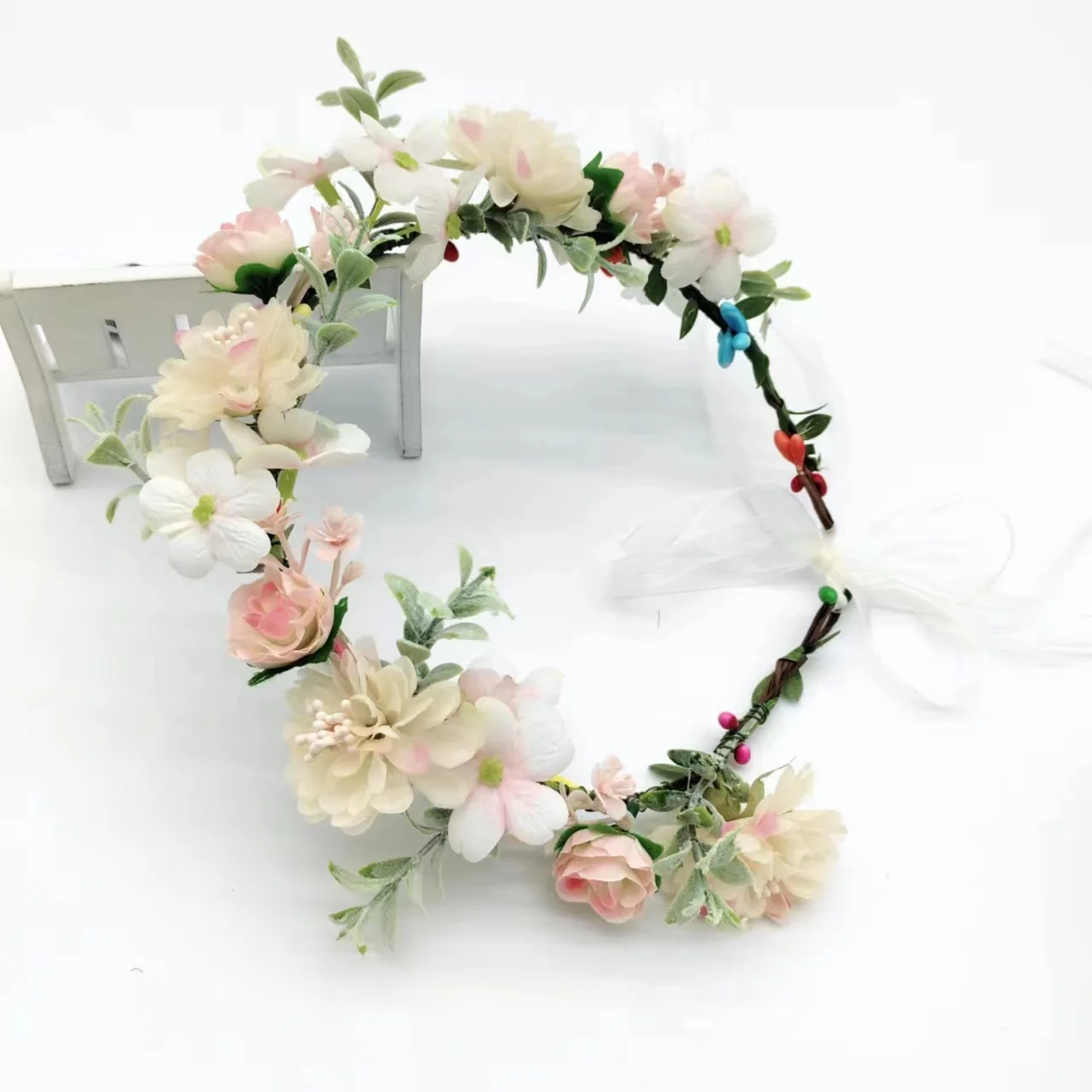 1pcs Floral Garland Wreath Tiaras Wedding Crown for Women Girls Boho Flower Headbands Hair Accessories Jewelry Gifts Wholesale