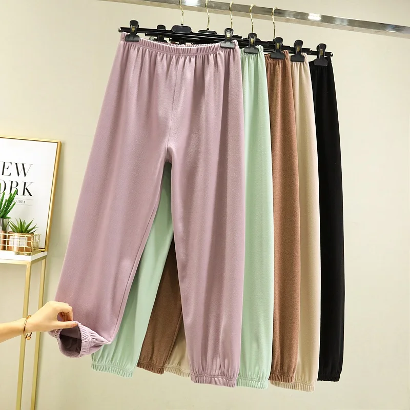 

Теплые брюки Thiened Fce для женщин, свободный крой, удобные домашние брюки для отдыха, осенне-зимние длинные брюки с высокой талией