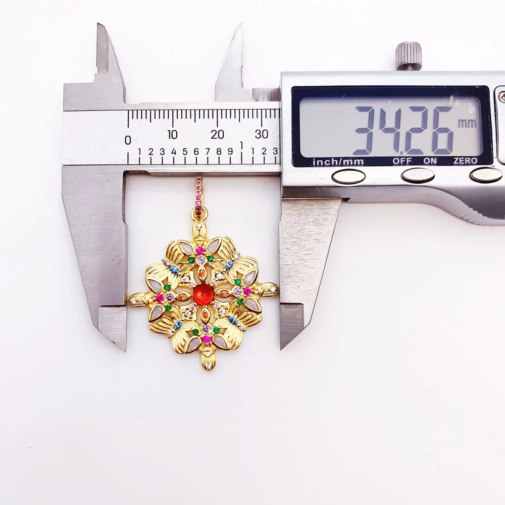 Vergoldeter Anhänger Schmetterling Kaleidoskop Edler Schmuck 925er Sterlingsilber Damen Herren Vintage Geschenk – Detail 3