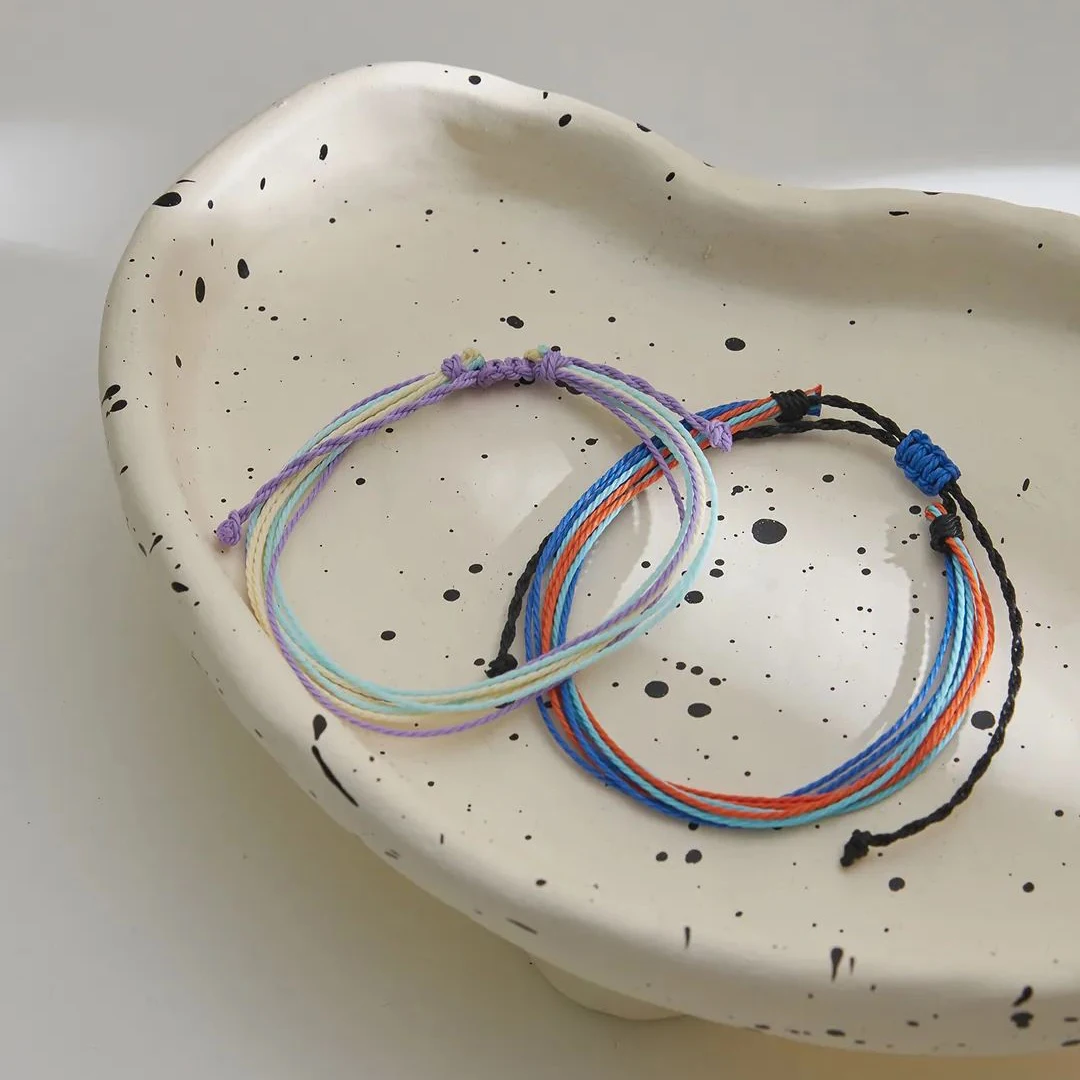 Multicolor Waterproof Waxed String Braided Bracelet&Anket Women New Fashion Multi-thread Handmade Summer Beach Surf Jewelry Gift