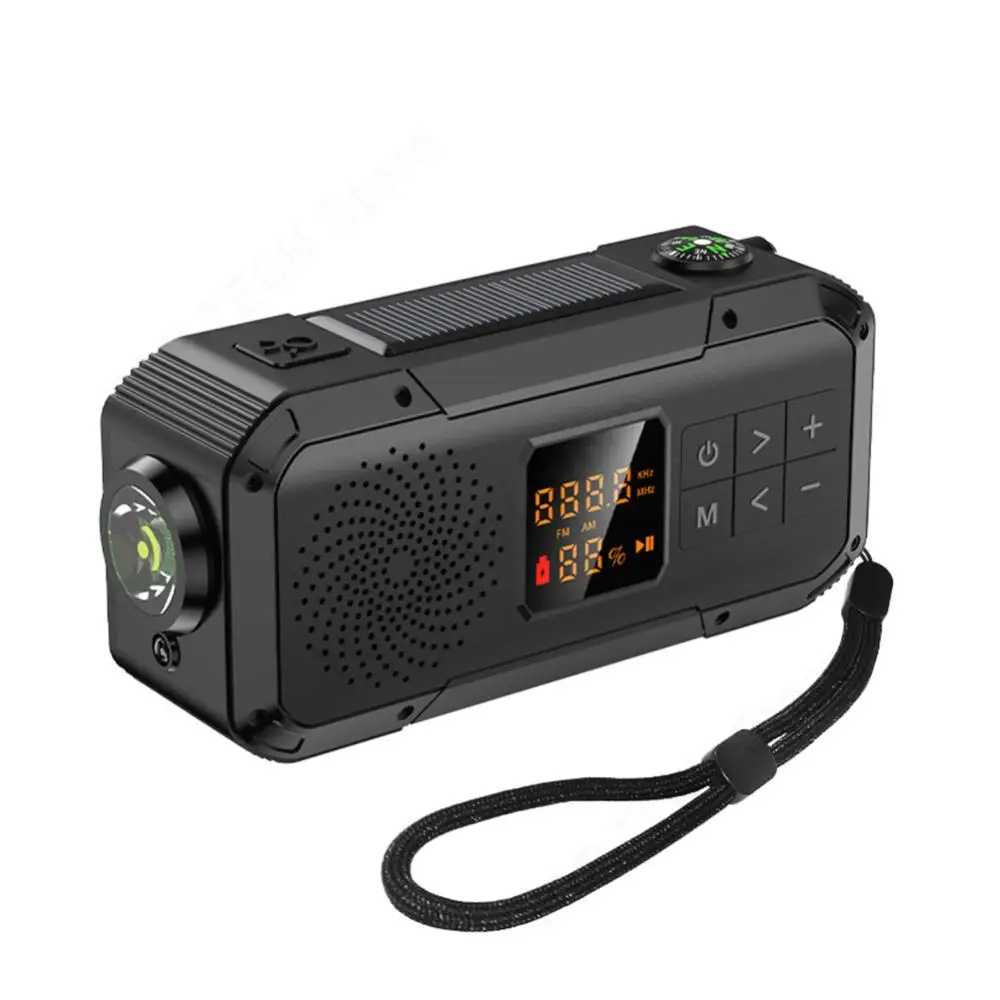 

Emergency Hand Crank Radio Solar Radio with BT Flashlight SOS Compass AM/FM/WB/NOAA Weather Radio for Indoor Outdoor Emergencies