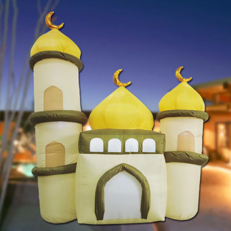 

Ramadan Decoration Inflatable Mosque with Rotating Lights Outdoor Courtyard Props EID Mubarak Ramadan Kareem Muslim Party Decor