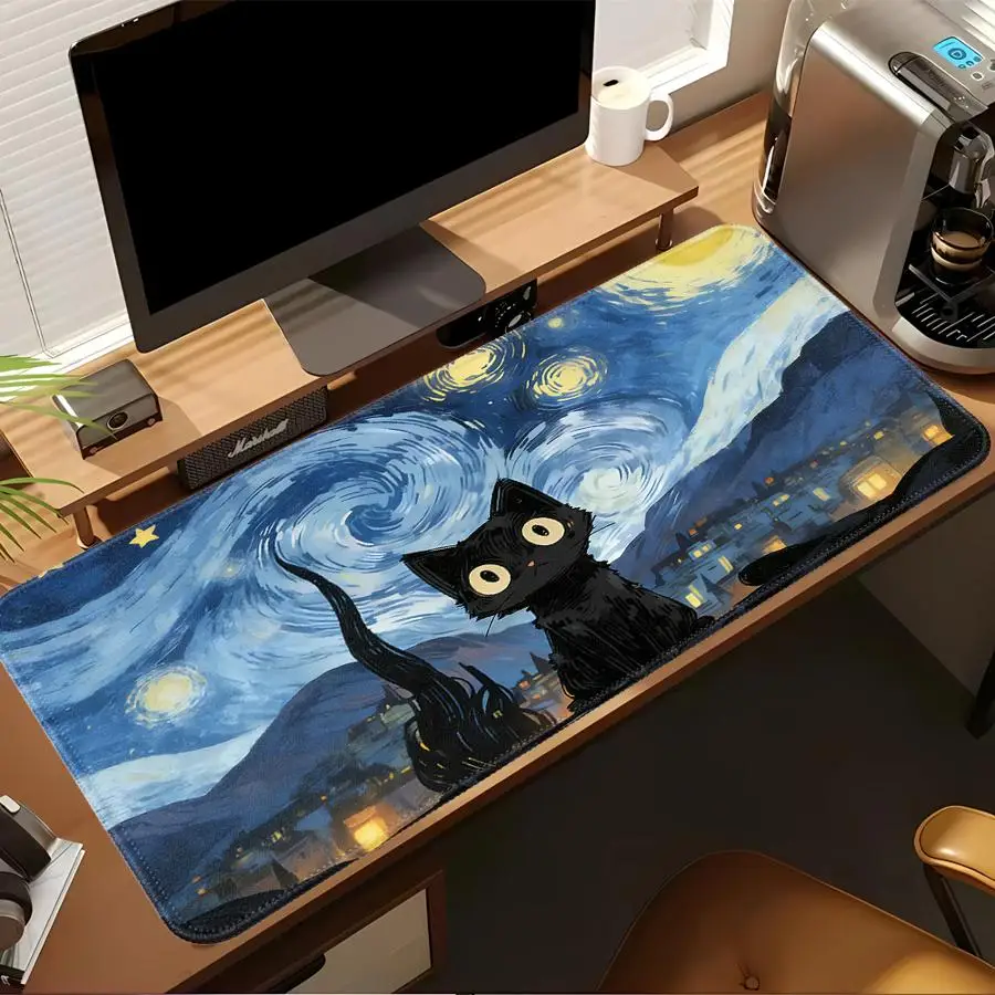 

Van Gogh Starry Cat- Mouse Pad office Pad Game Console Pad Computer Laptop Pad Keyboard Mouse Pad Desk accessories overlock