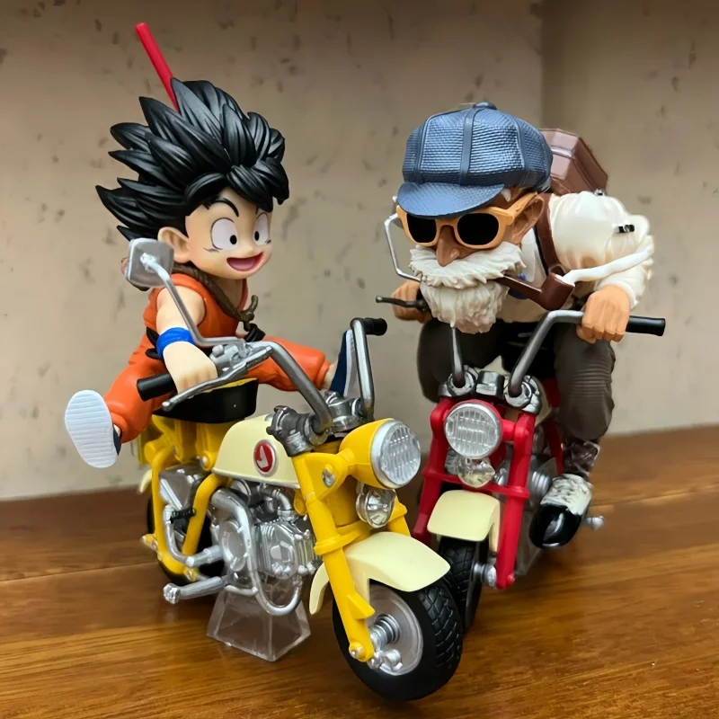 14cm Dragon Ball Z Anime Figures Figurine Locomotive Series  Pvc Statue Collectible Motorcycle Roshi Goku Model Decor Toys