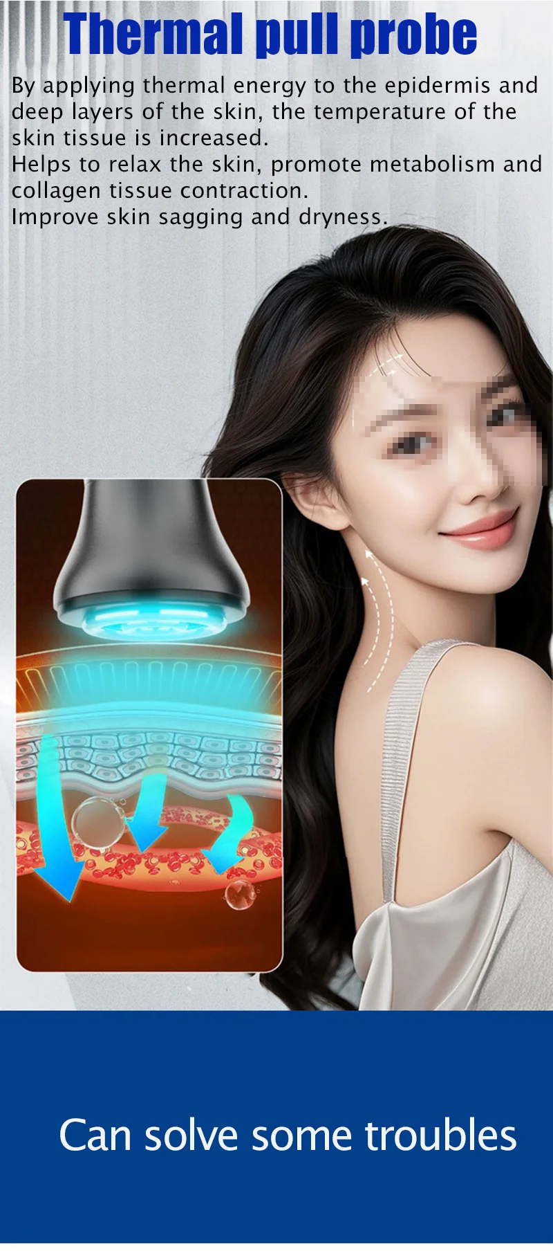 جهاز تجديد الوجه يشكلون قطعة أثرية على شكل حرف V لرفع الوجه، ثبات، مقدمة للحرارة، تقليل الخطوط الدقيقة