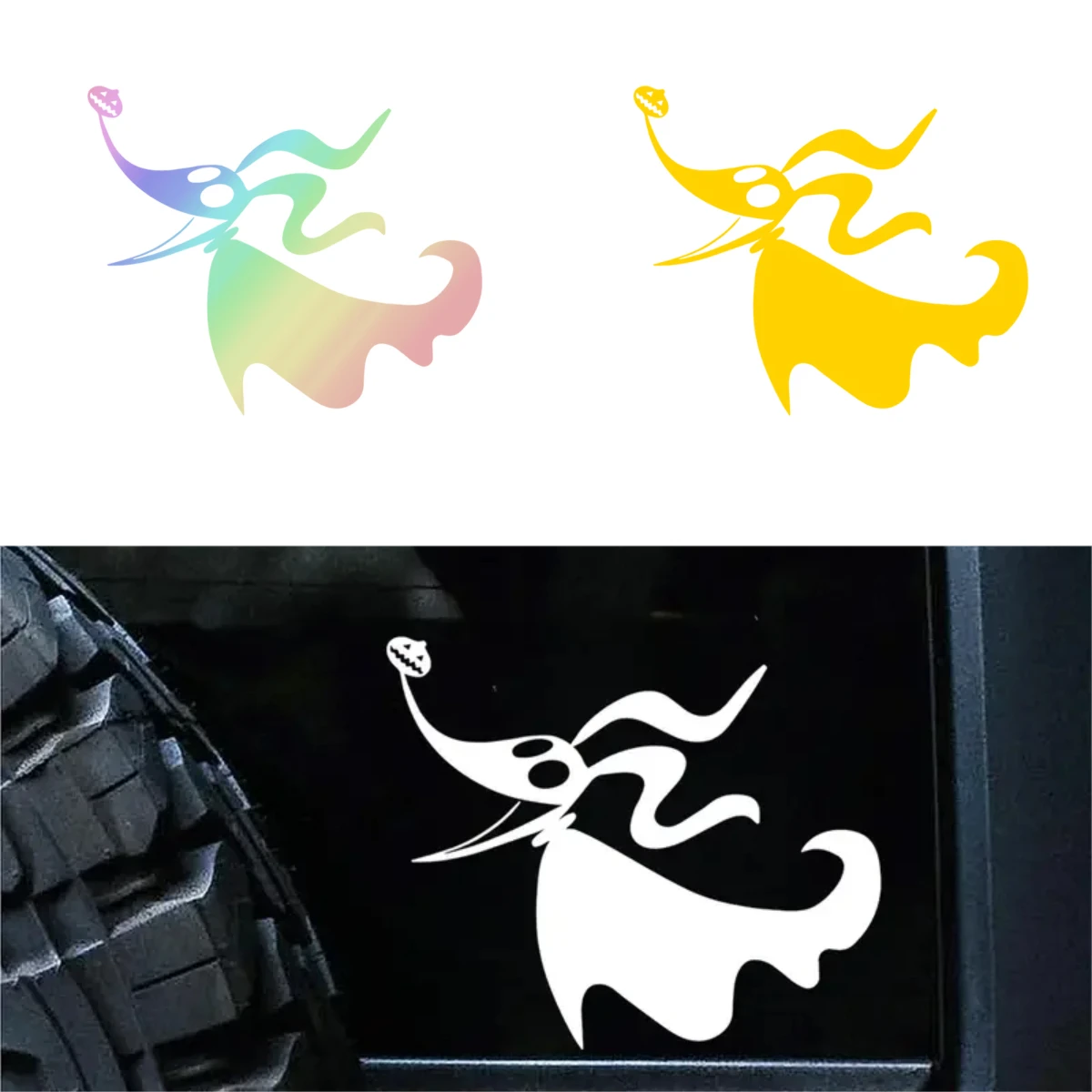 

With Pumpkin Nose Zero Dog Ghost Silhouette Car Sticker Waterproof Scratch Resistant Apply On Car Window Laptop Decals Auto
