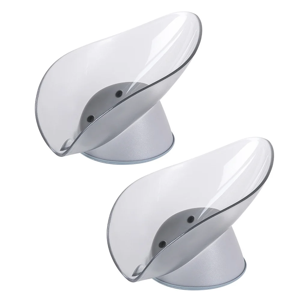 قطعتان من حاملات الصابون على شكل ورقة شجر إبداعية، طبق تصريف بلاستيكي متعدد الوظائف للسفر والاستخدام المنزلي، صندوق صابون #1