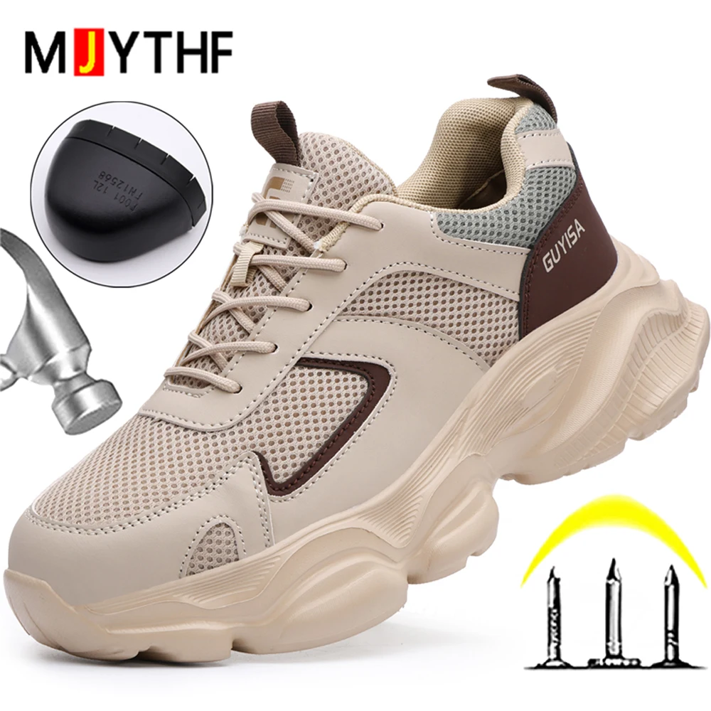 

Summer Breathable Men Safety Shoes Lightweight Steel Toe Shoes Work Sneakers Anti-smash Anti-puncture Indestructible Shoes 2026