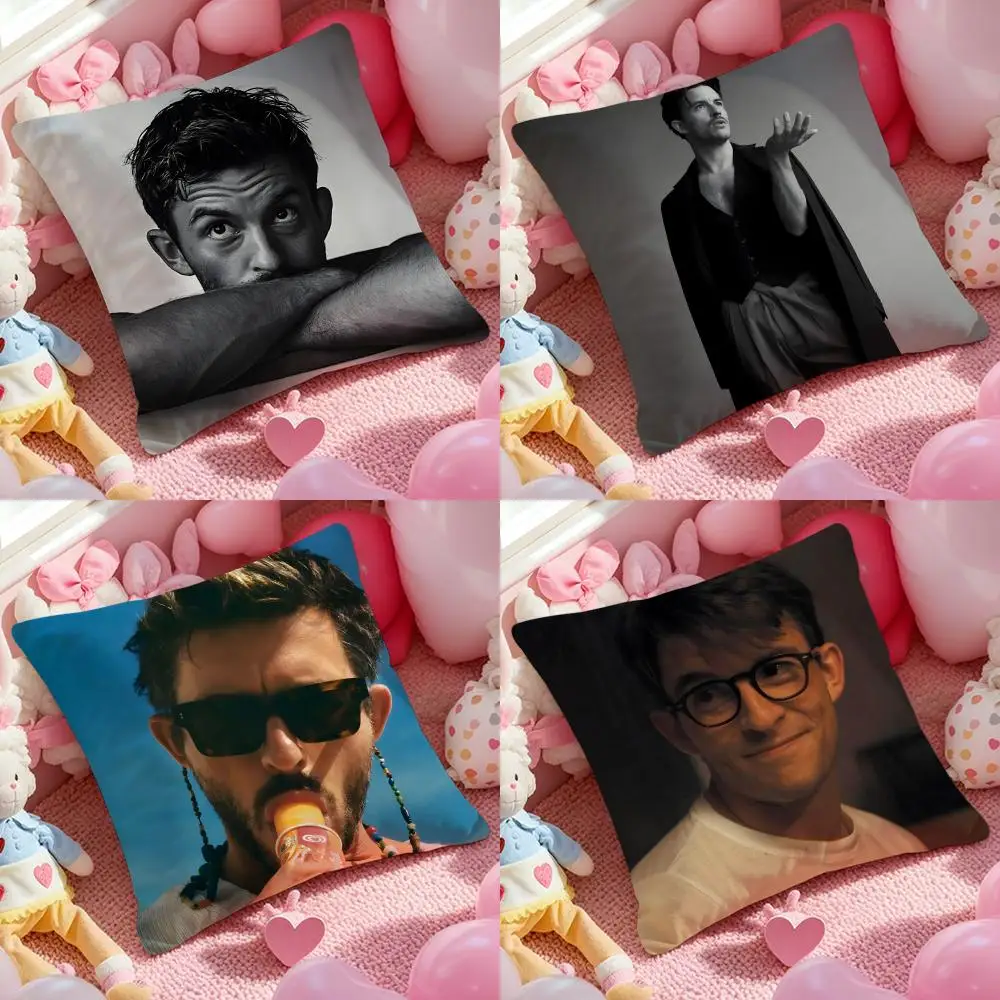 Jonathan Bailey Actor Cushion Cover Anti-dustmite Pillowcase Invisible Zipper Silky Short Plush Sofa Cushion Cover