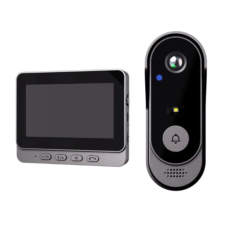 X8 4.3 LCD Battery-Powered Wireless Video Doorbell with 2-Way Audio Intercom System No WiFi App Needed Indoor Home Use