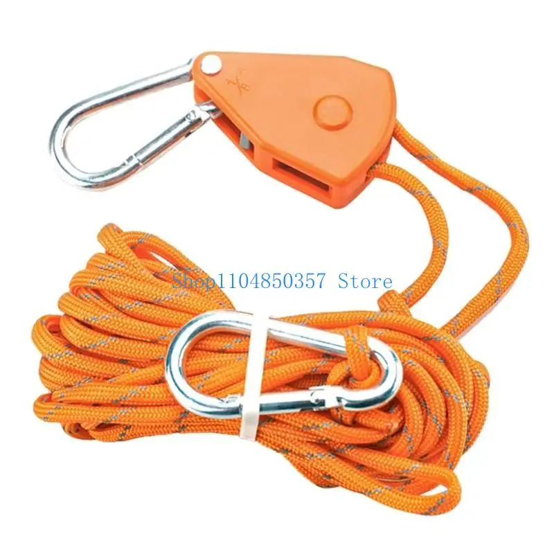 

652F Heavy Duty Reflective Rope Hanger Adjustable Multi-purpose Inner Gear Ratchet Lifting Lanyard Plant Growth Tent Lanyard