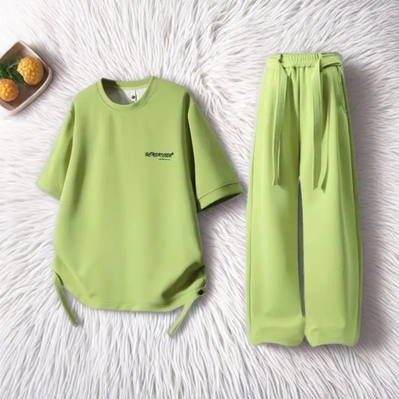 

High-End Lightweight Summer Men's Casual Set Sporty Two-Piece Dopaamine Short Sleeve Fashionable Ensemble Complete Set
