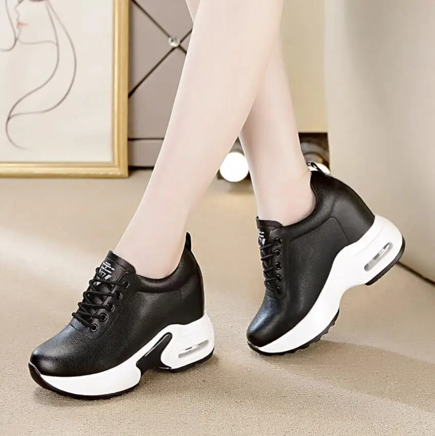 Platform Sneakers Women Genuine Leather Shoes Women Elevator Shoes Increase Within Wedges Sneakers For Women Casual Shoes Tenis