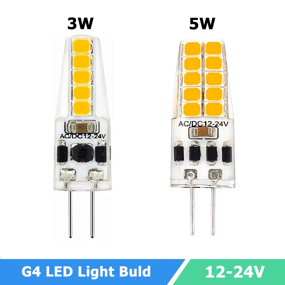 Dimmable G4 LED Light Bulbs 3W 10LEDs 5W 20LEDs Mini LED Lamp Replace Halogen Lamp 2835SMD Silicone Crystal Light For Spotlight