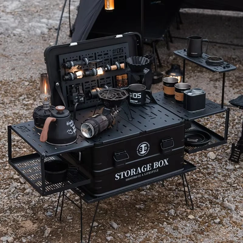 

Outdoor Aluminium Coffee Case Set ,Folding IGT Box ,Camping Storage Box Organizer Partition Travel Natural Hiking Equipment