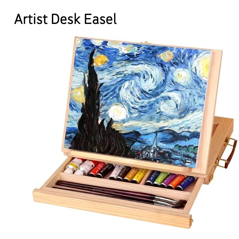 Imagem -02 - Multifuncional Pintura Caixa de Cavalete Artist Desk Portable Miniature Desk Light Peso Dobrável Cavalete para Armazenamento durante Viagens