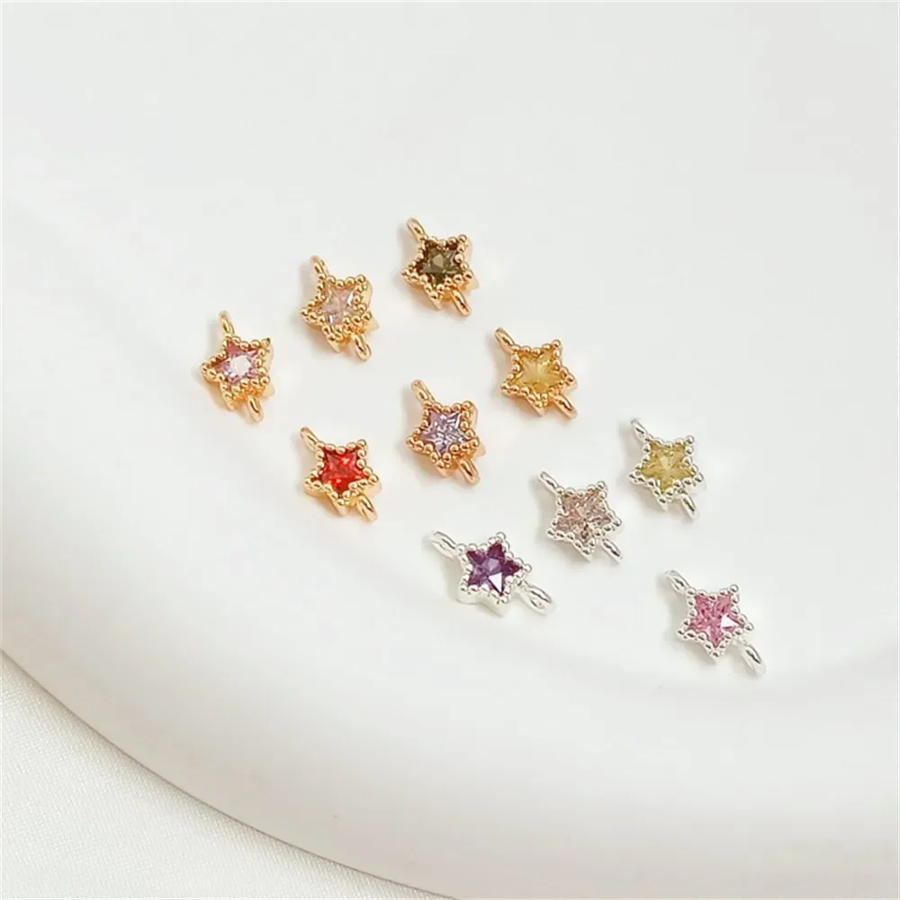 

14-каратное позолоченное микроинкрустированное цирконом, пятиконечная звезда, двойной кулон, браслет ручной работы, ожерелье, ювелирный аксессуар