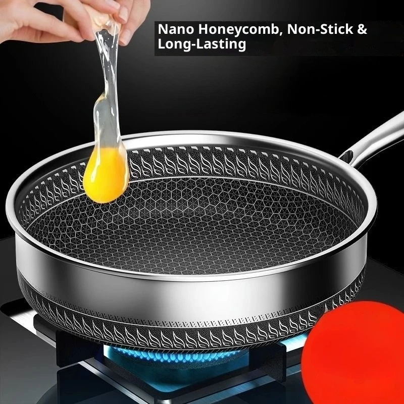

Thickened Stainless Steel Non-Stick Fry Pan Antibacterial Coating Free from Coatings Suitable for Induction Cooktops And Gas Sto