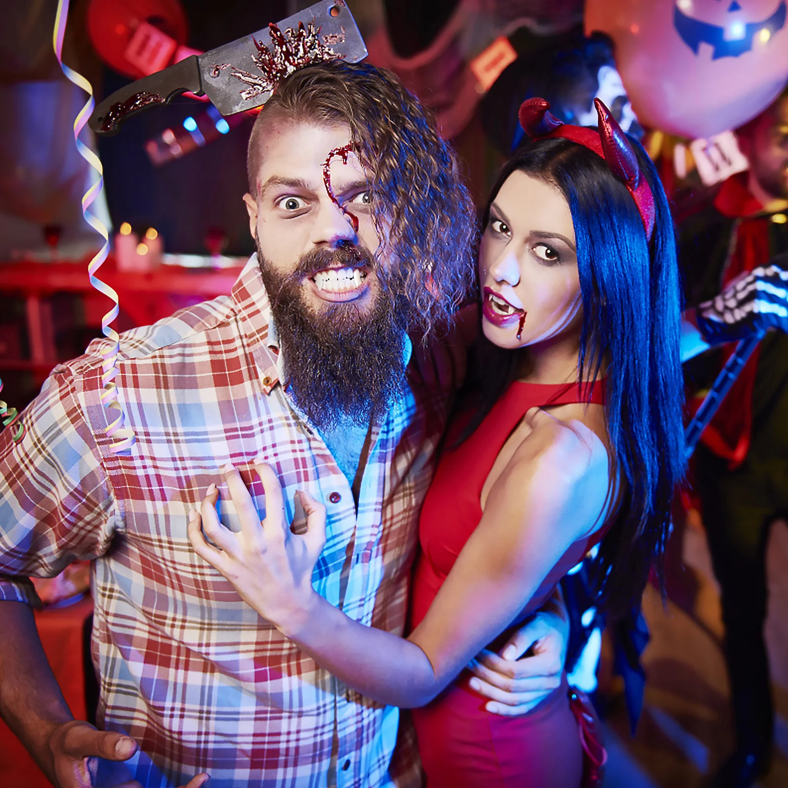 

3Pairs Halloween Vampire Fangs Resin Dentures Realistic Split Prong for Canine Incisor Costume Party Teeth Caps