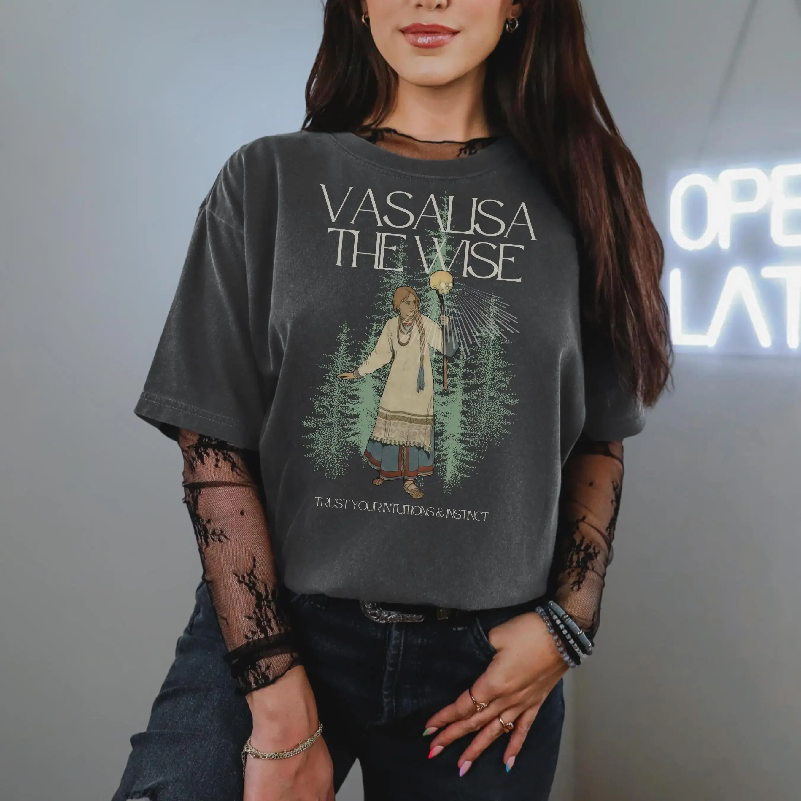 Vasalisa The Wise T Shirt  Enchanted Skull Baba Yaga Trust Your Intuition Slavic Folklore Witch Women s