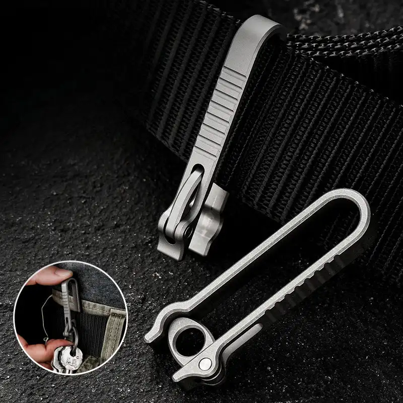 Titanium Alloy Belt Buckle Portable Multifunctional Metal Belt Buckle EDC Spring Movable Hanging Buckle Portable