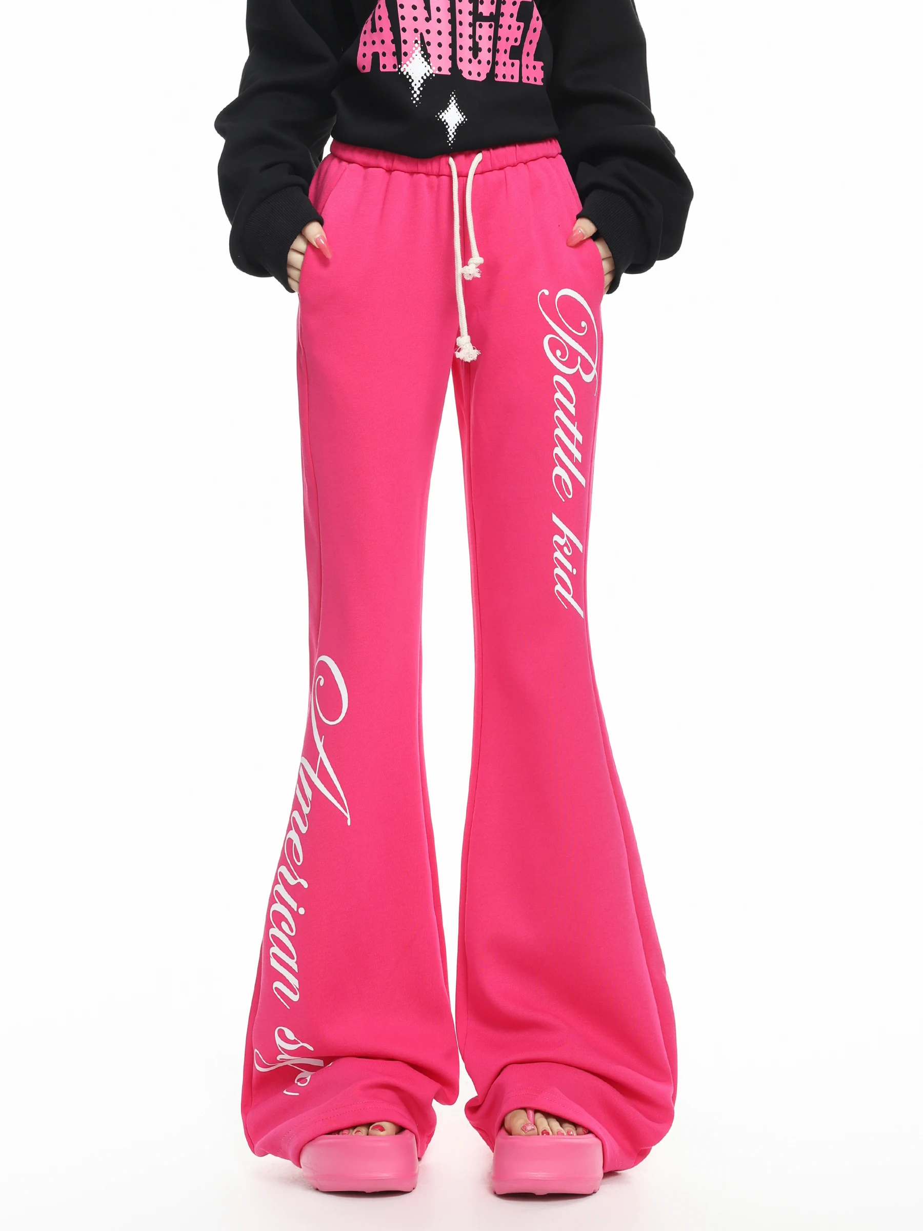 BASTERDS Low Waist Printed American Letter Casual Pants Women's Lazy Style Slimming Sports Micro Flare Sweatpants