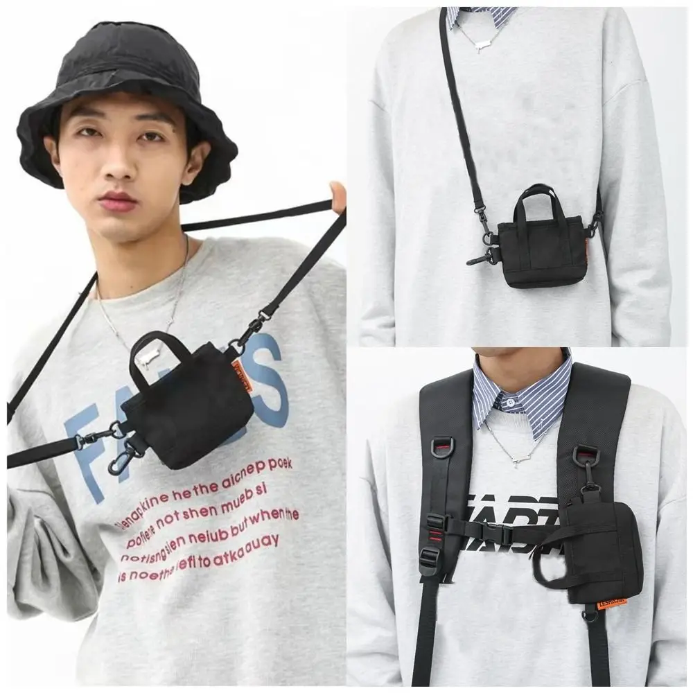 Portable Nylon Coin Purse Pendant Card Holder Korean Style Men Wallet Zipper Pouch Keychain Mini Crossbody Bag Student