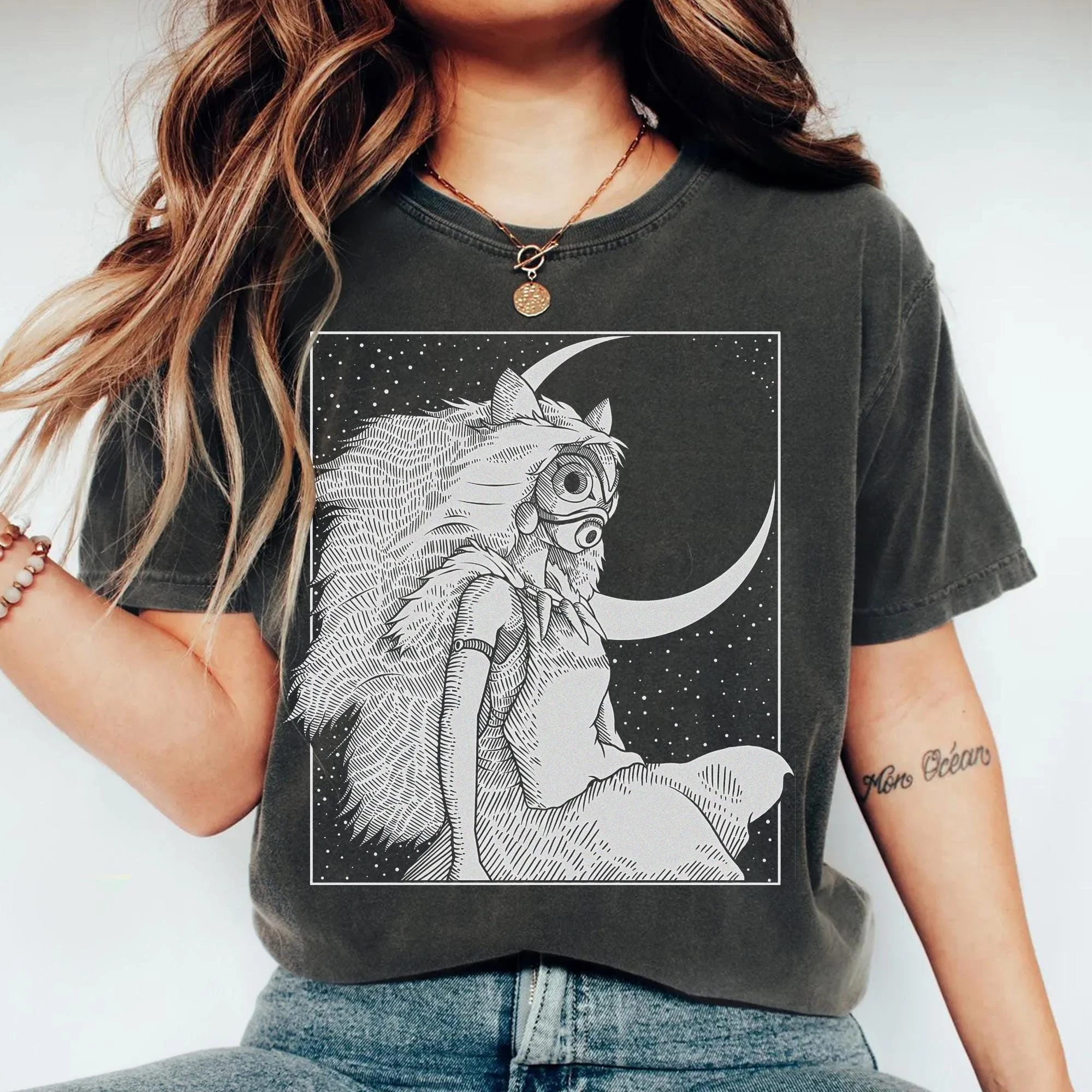 Camiseta vintage de la princesa Mononoke, sudadera, sudadera con capucha, personajes de Studio Ghibli, camiseta para niños y jóvenes, regalo para amantes del anime