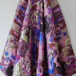 Gold Silk Relief Abstract Jacquard Fabric Retro Dress Suit Bag Decorative Sewing Fabric