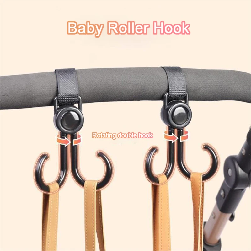 1/2Pcs Baby Stroller Double Hooks Multifunctional Hook For Bicycles Electric Vehicle Motorcycles Scooters Rotate Storage Hooks