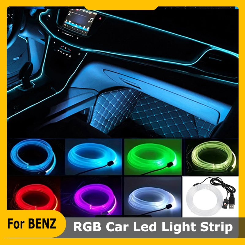 3/5M RGB декоративный светильник для салона автомобиля, светодиодная лампа окружающего освещения для Mercedes Benz W203 W205 W176 W246 W204 W211 W212 W213, аксессуары
