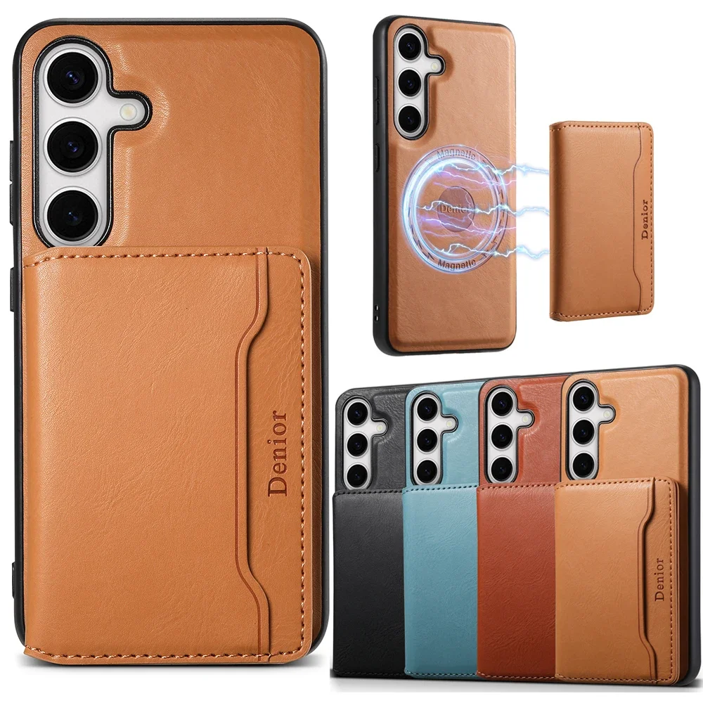 Magnetic Flip Wallet Leather Case For Samsung Galaxy S23 S24 Ultra Plus FE Magsafe Stand Soft Shell Shockproof Phone Cover