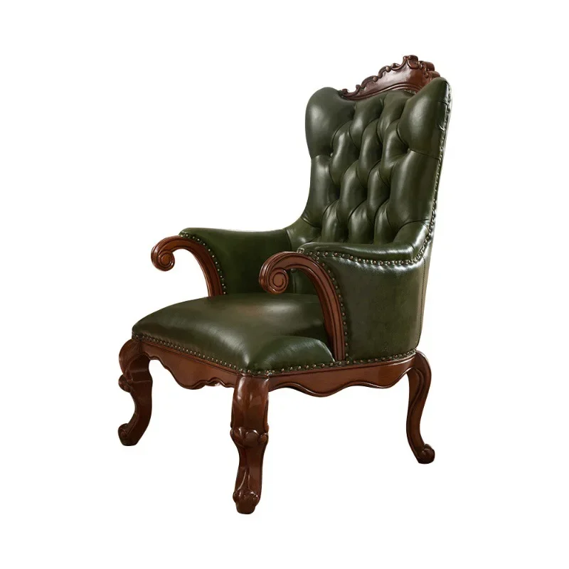 

Американский кожаный тигровый стул, одиночный диван из цельного дерева, европейский стул для переговоров в отеле, балкон, досуг