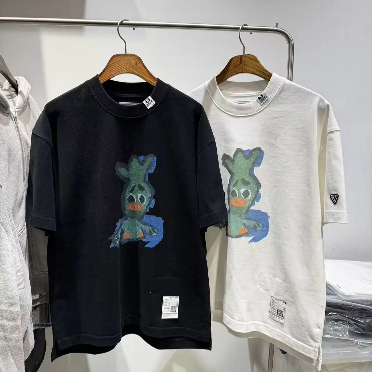 Japanese-style men's and women's Baby Duck Creative PrintWashing water treatment process short-sleeved T-shirt