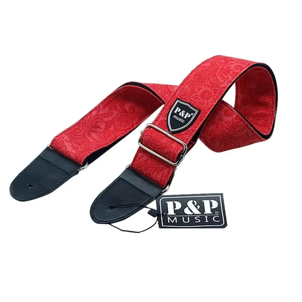 Adjustable Guitar Strap Embossed Vintage Electric Guitar Belts Denim Cotton Widening Acoustic Guitar Strap Guitar Accessories