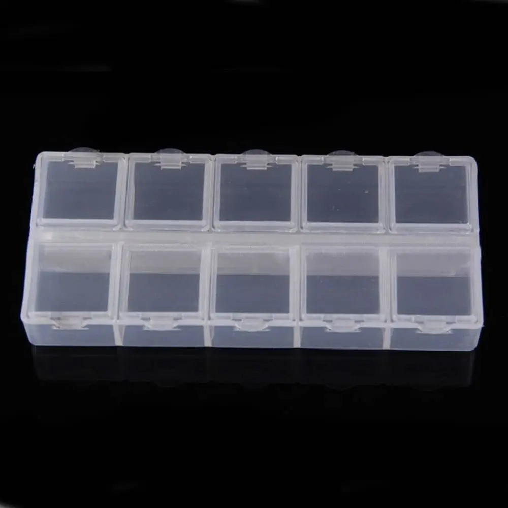 Simplicity Transparent Bead Organizer Plastic Rectangle 10 Grid Square Box Pink Storage Boxes Storage