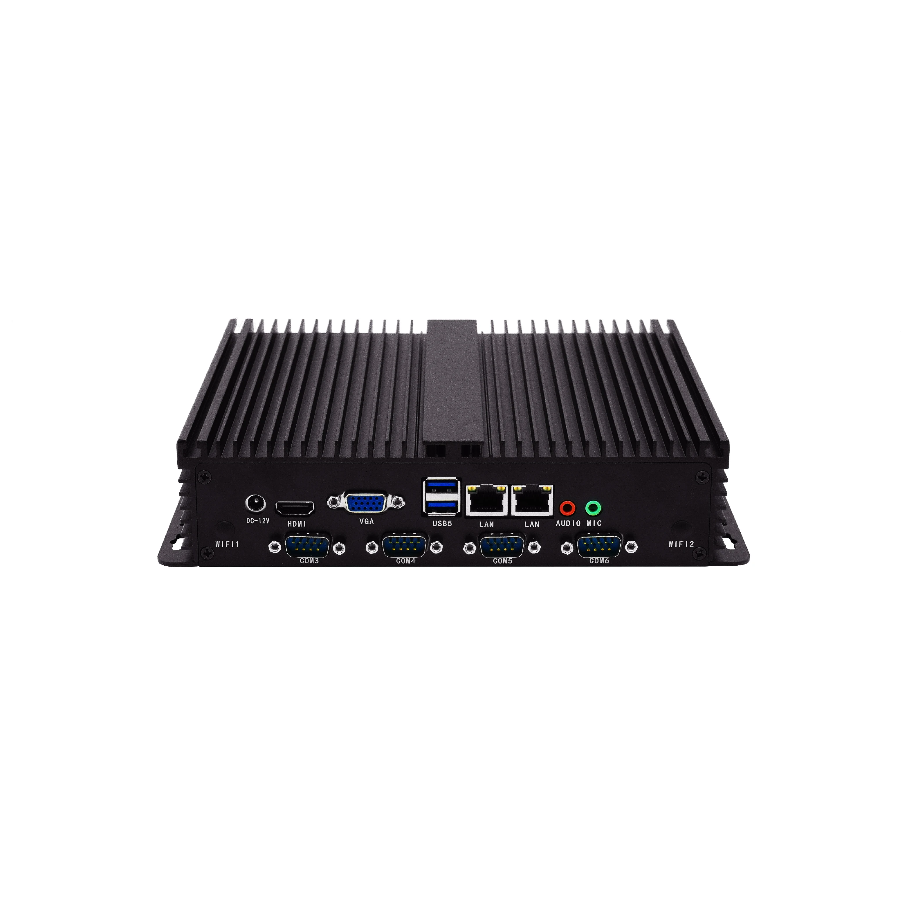 팬리스 산업용 컴퓨터 코어 i5 미니 PC 쿼드 코어 듀얼 랜 6 COM 포트 RS232 4 RS485 포트 SSD 2X DDR4 미니 PC