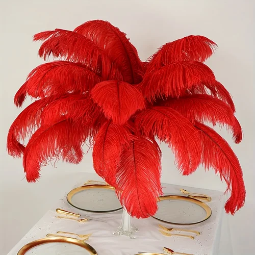 10 Uds plumas de avestruz plumas naturales rojas 20-55CM para costura de ropa escena de fiesta de boda y decoración del hogar
