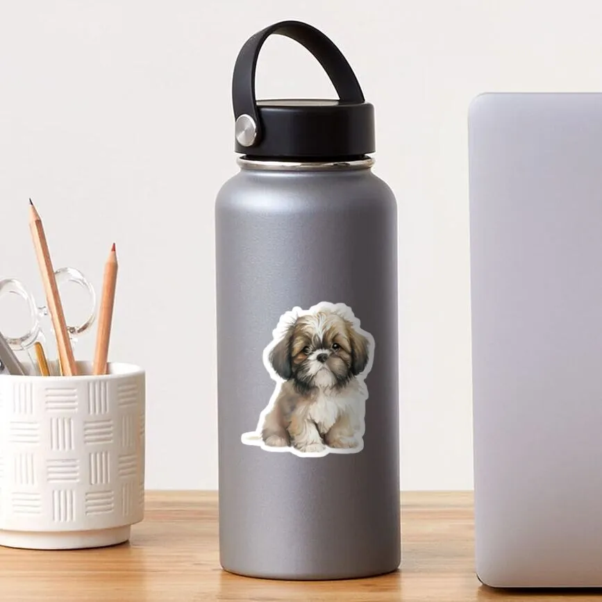 Shih Tzu Puppy Sticker for Laptop Decor Bedroom Car Cute Cartoon Art Fashionable Public Suitcase