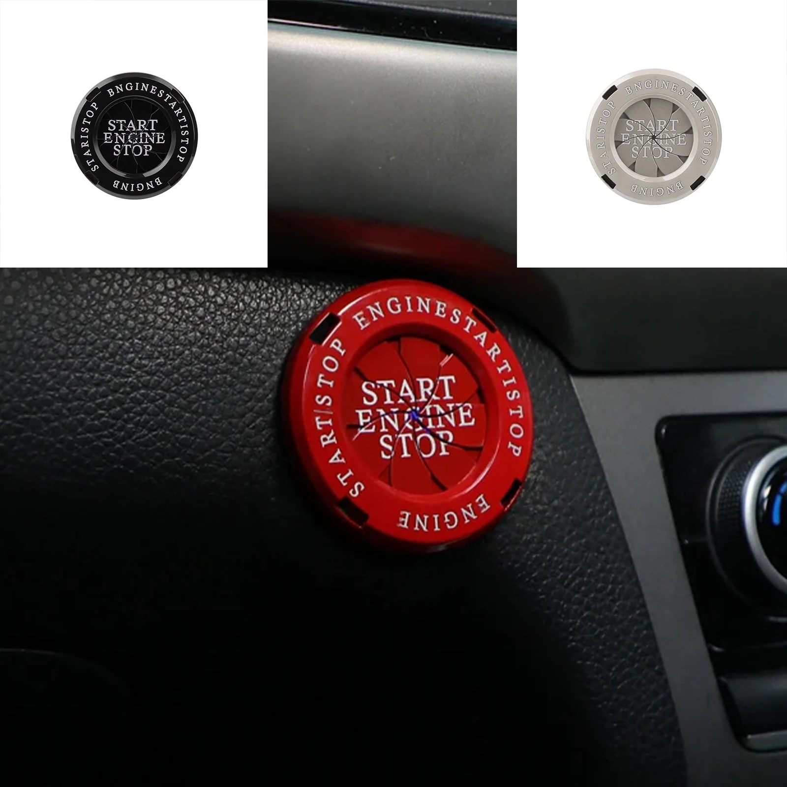 Engine Start Stop Button Cover Translucent Ignition Switch Protection Cap One-key Start Rotating Protective Cover for Most Cars