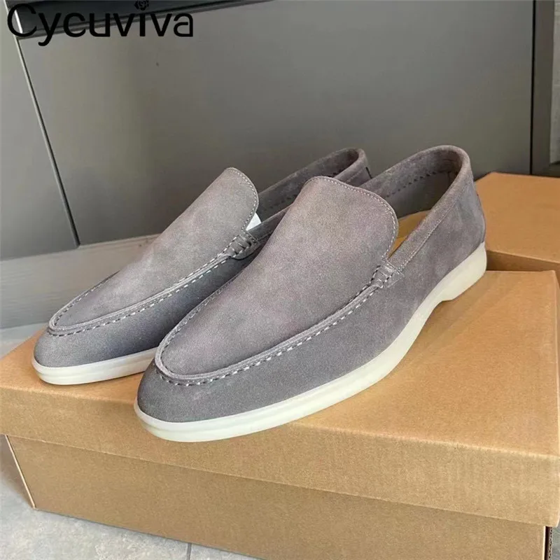 Chaussures plates en daim pour hommes, mocassins d'extérieur décontractés, baskets à bout rond, de marche, de conduite, confortables, nouvelle collection